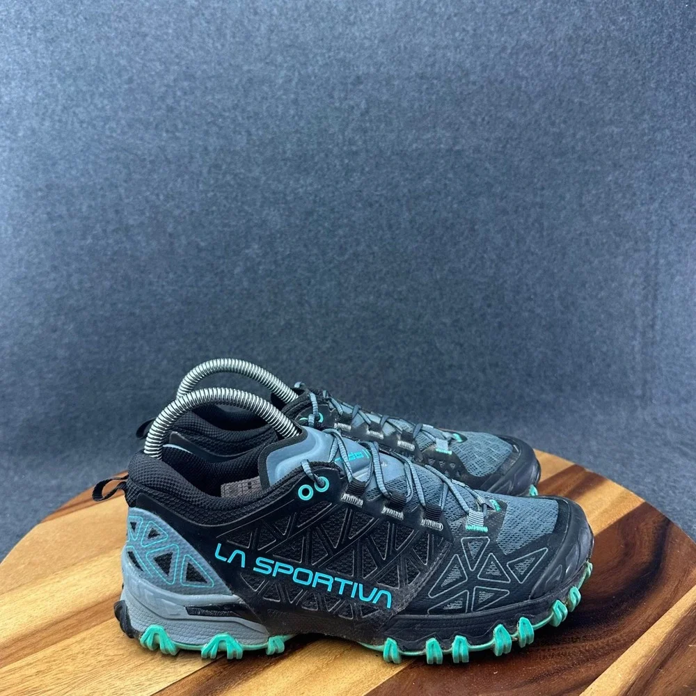 La Sportiva Shoes Womens 6 Black Green Bushido II Trail Mountain Running Shoes